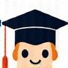 Icône d'un chat bot avec une toque de diplômé